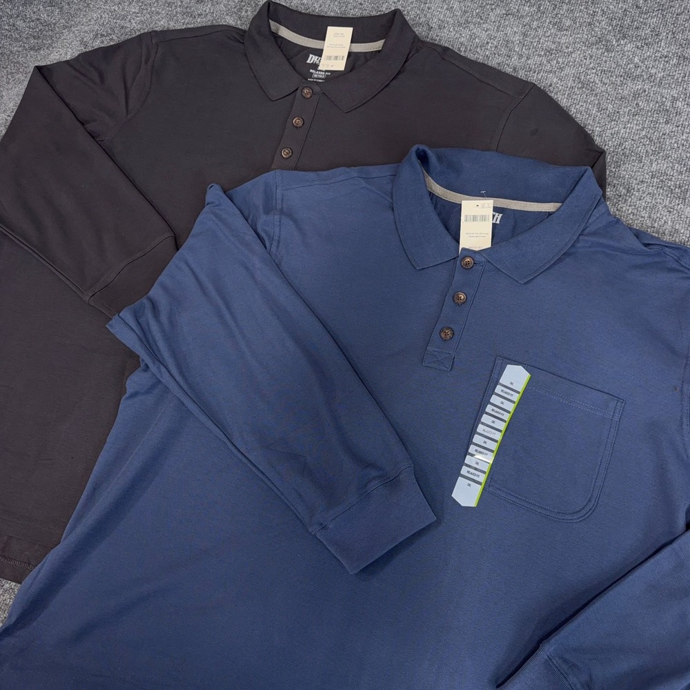 Duluth No Polo Shirt Mens 3XL *LOT OF 2* Blue Gray Relaxed Fit Long Sleeve Knit